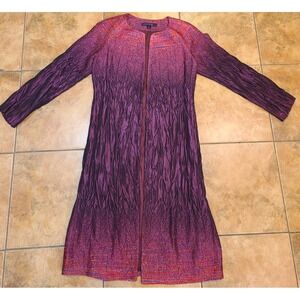 Lafayette 148 Women's Boucle Tweed Magenta Purple Long Jacket Sz 2 Classy whimsy